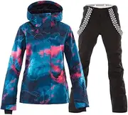 [HOTIAN] Women's Ski Jackets and Pants Set Windproof Waterproof Insulated Snowsuit Winter Warm Snowboarding Snow Coat SMN