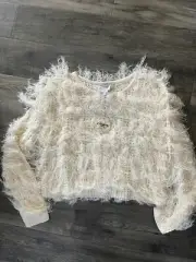 NWT Hayden LA Top Fringe Pullover Crop Oversized Womens Sz S/M