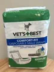Vet’s Best Comfort Fit Disposable Male Wraps Dog Diapers WetnessIndicator MEDIUM