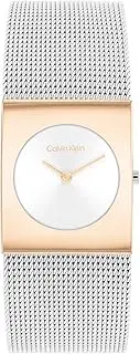 [Calvin Klein] Analogue Quartz Watch for Women CK Pulse Collection with Silver Stainless Steel mesh Bracelet - 25100063, White