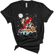 [Generic] Santa Riding Reindeer Cow, Awesome Christmas Farmer Animal Lover, X-mas Pajama Family Group Unisex T-Shirt