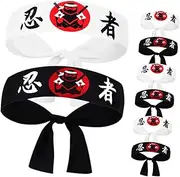BIUDECO Japanese Headband Karate Bandana 8 Pack Comfortable Chef Accessories for Men Women Boys and Girls