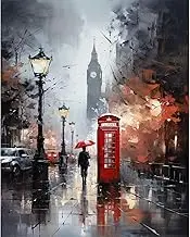 Paint by Numbers Kit for Adults Beginner, London City View Street Scenery Adult Paint by Number Kits on Canvas Without Frame, Big Ben Acrylic Oil Paint by Numbers for Home Decor Gift 16” W x 20”L