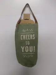 New Demdaco Wine & Spirits Bottle Bag "Cheers To You!" Canvas & Leather