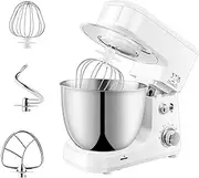 Electric Stand Mixers for Baking Food Mixers with 4L Stainless Steel Bowls 6-Speeds Dough Machine Cake Mixer with Beater, Whisk, Dough Hooks for Kitchen Cooking Cake, Batter, Bread, Desserts 600W (Co