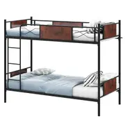 Costway Metal Bunk Bed Frame Industrial 2 in 1 Convertible Bed w/Guardrails Black