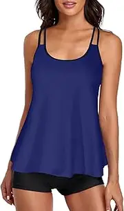 [Generic] for Women Tank Top with Boyshorts Bathing Swimsuits Suits Piece Control Tummy Two Swimwear Flowy Swimwears Tankinis Set Sunflower Plus Size Bathing Suits for Women