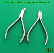 Set of 2 Pliers Reynolds Contouring Plier & 3 Prong Plier Orthodontic Instrument