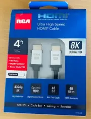 RCA DH4UDE Ultra-Thin Ultra-High-Speed 8K HDMI Cable (4 Feet)