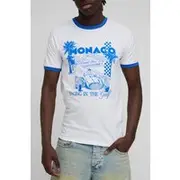 Mens White Regular Fit Monaco Palm Graphic Ringer T-Shirt
