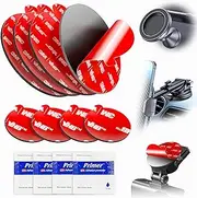 3M VHB Round Double-Sided Adhesive Pads – 4pcs Each of 8cm and 2.3cm Sticky Mounting Tape for Dash Cam, Phone Holder, Car Magnetic Mount on Dashboard and Windshield, with 4 Adhesion Promoter