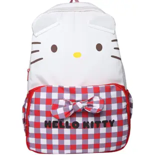 Hello Kitty 三麗鷗學校背包紅色網格書包學生配件禮物