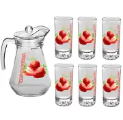 Glass Jug Juice Pitcher 7pcs Water Beverages Serving Jug Tumbler Glasses Set