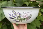 Enameled Mixing Bowl with Lavender Print 4L Durable Enamel Plate Made in Ukraine
