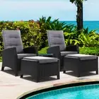 5Pc Patio Furniture Set Recliner Chairs Table Outdoor Wicker Lounge Setting
