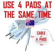 TENS EMS ELECTRODE 4 PADS CABLE WIRE LEAD + FOUR 5cm x 5cm PREMIUM PADS