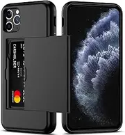 for iPhone 11 Pro Max Case with Card Holder (Store 2 Cards) Wallet Case Slim Dual Layer Heavy Duty Protective Shockproof Hidden Card Slot Phone Case for iPhone 11 Pro Max,Black