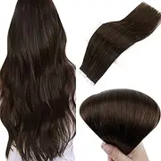 Full Shine 18 Inch Popular Multi-Colors Dark Brown (#2) Tape in Premium Remy Human Hair Extensions 40 Pcs Per Set 100g Weight Straight Human Hair Tape Hair Extensions