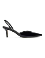 [Siren] Yoco Slingback Kitten Heels in Black Patent Leather