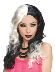 ADULT WICKED WITCH SORCERESS VAMPIRE BLONDE BLACK WIG COSTUME ACCESSORY MR177889