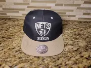 Brooklyn Nets Hat Cap Mitchell & Ness Strapback NBA Basketball Black Adjustable