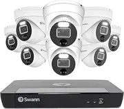 [Swann] 8 Dome Camera 16 Channel 4K Master Series NVR Security System, 2TB HDD,Night Vision,Smart Alerts,IP66 Weatherproof,Indoor&Outdoor Wired Home Surveillance Security Cameras-SONVK-1676808DWL
