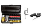 Lansky Deluxe Knife Sharpening System - 5 Hones + C-Clamp Mount + Lansky Blademedic Pocket Sharpening Kit Bundle