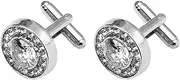 [Kilener] Crystal Cufflinks Tuxedo Shirt Studs for Men Rhinestone Cuff Links Tuxedo Formal Dress Shirt Accessories for Men Business Wedding Party Rhinestone Cufflinks Set