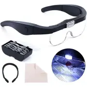 Headband Magnifier USB Rechargeable Magnifying Glass with LED Light Hands Free