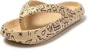 [JOMIX] Women's Flip Flops - Summer Bathing Shoes Colourful Toe Separator Bath Slippers Non-Slip Cloud Slippers EVA Slippers Sandals Flip Flops, beige, 7 AU