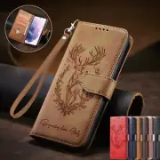 Strap Leather Elk Deer Wallet Phone Case for Huawei Nova 13 12 11 7 Enjoy 60 70