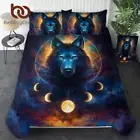 Lunar Eclipse Wolf Printed Soft Quilt Duvet Cover Set Doona Cover King Double