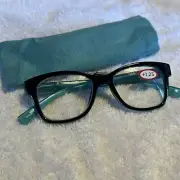 Studio ICU Eyewear Women COLOR BLACK TEAL Reading Glasses +1.25 #7625 NEW