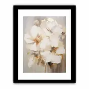 White Brown Flower Framed print Art Poster