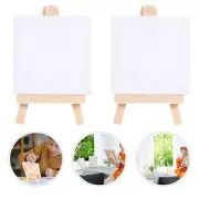 6 Sets Mini Wood Boards Easel and Canvas Painting Handicraft