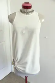 SASS & BIDE Ivory White TOP Size Aus 6 NWT Blouse 100% Silk Beaded Sleeveless