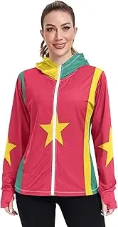 [GAIGEO] Rash Guards Women Jacket Cameroon National Flag UV Protection Sun Shirts Zipper Hoodie Long Sleeve S, Cameroon National Flag, Large