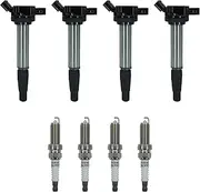 Ignition Coil Pack UF596 & Double Iridium Spark Plug 4912 for 2009 2010 2011 Toyota Corolla Matrix Prius 2012 2013 2014 2015 2017 Lexus Scion IM XD Pontiac Vibe 1.8L L4 UF619 90919-02258