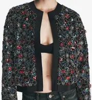 Zara Beaded Jacket With Sequin Applique Size L Ref: 3920/525