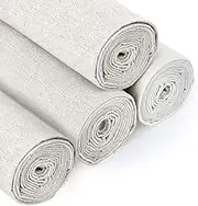 Rstigiker 4 Pieces Natural Linen Needlework Fabric,Making Garment Ctaft,20 Inch Linen Fabraic for Upholstery Flower Pot Decoration and Tablecloth,White (4 Pieces)