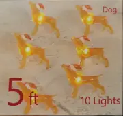 Home Collection 5 ft 10 Stringed Lights Dog With Chrismas Santa Hat New!