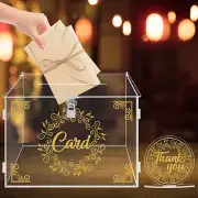 Acrylic Wedding Card Box with Lock and Slot, Money Cash Gift Box Holder, Clear W