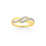 9ct Gold Diamond Double Swirl Love Dress Ring