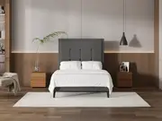 My Style Framed Headboard & Slimline Base - Double / Gunmetal / Slimline Base