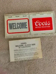 Vintage Coors Beer Sliding Bar Liquor Store Sign, Open Closed Thank You, NEW