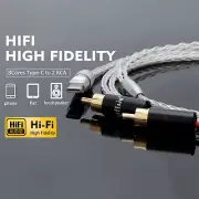 8-Core OCC Silver USB-C to RCA Audio Cable Sound for Xiaomi Huawei Phone Speaker