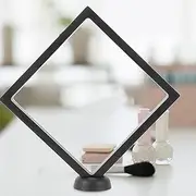 AOKWAWALIY 3D Floating Frame Shadow Box Display Case Coin Box Jewelry Display Show Case with Round Base 18x18x2cm (Black)