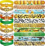 DMIGHT Jungle Safari Party Favors 30 Pcs Wild Animals Slap Bracelets and Rubber Wristband for Kids Birthday Gifts, Wild Theme Party favors for Kids Birthday Party Jungle Safari Party Supplies