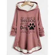 Women's Hoodie Sweatshirt Pullover Sherpa Fleece Lined Graphic Letter Casual Sports Button Print Warm Fuzzy Hoodie Long Sleeve Top Micro-elastic Fall Winter C