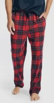 $39 Nautica Men's Red Classic Plaid Drawstring Flannel Pajama Pants Size XL